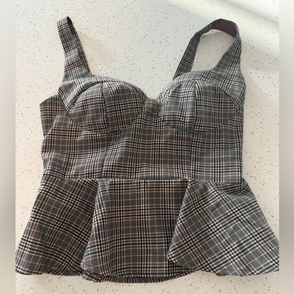 O.L.M. Plaid Peplum Bustier Corset Top